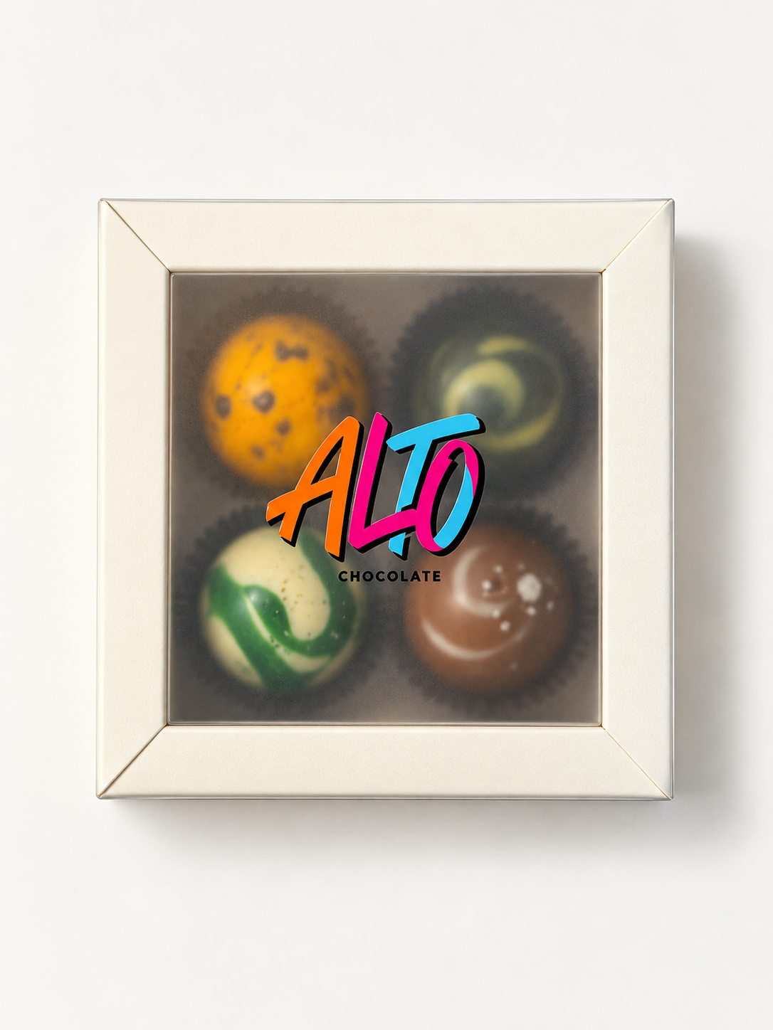 Caja Alto con 4 chocolates de autor
